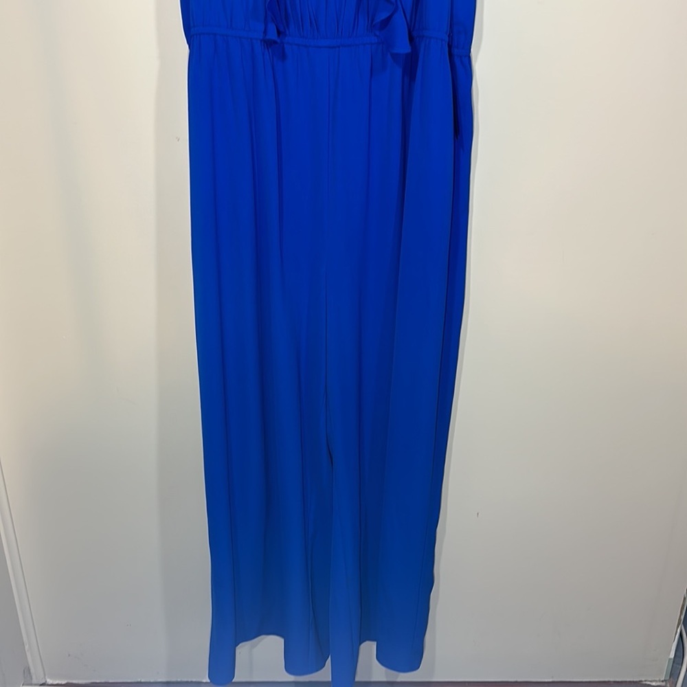 NWT Lane Bryant Jumpsuit Romper Cobalt Blue Ruffle Sleeve - Picture 2 of 10